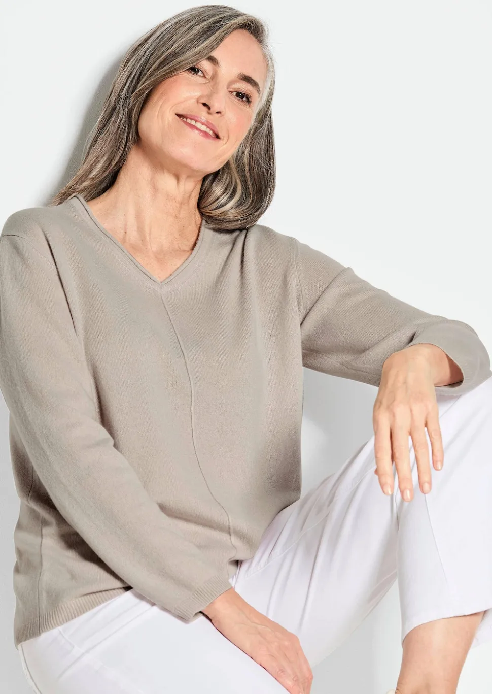Kaschmirpullover mit V-Ausschnitt