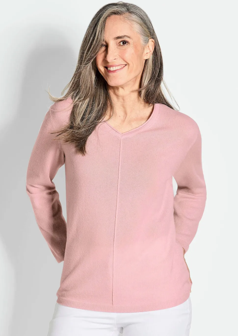 Kaschmirpullover mit V-Ausschnitt