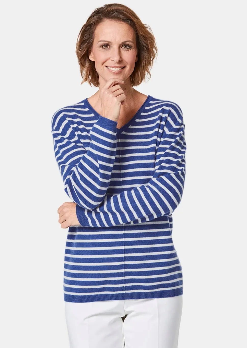 Kaschmirpullover mit V-Ausschnitt