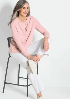 Kaschmirstrickjacke mit Rundhalsausschnitt