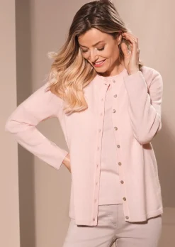 Kaschmirstrickjacke mit Rundhalsausschnitt