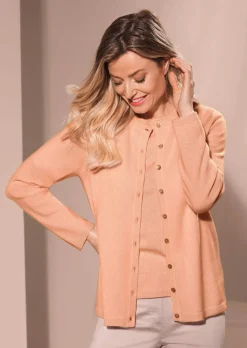 Kaschmirstrickjacke mit Rundhalsausschnitt
