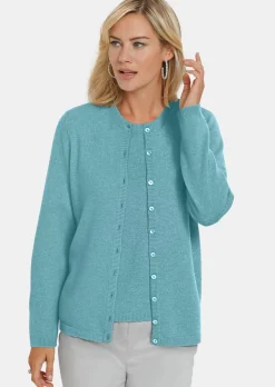 Kaschmirstrickjacke mit Rundhalsausschnitt