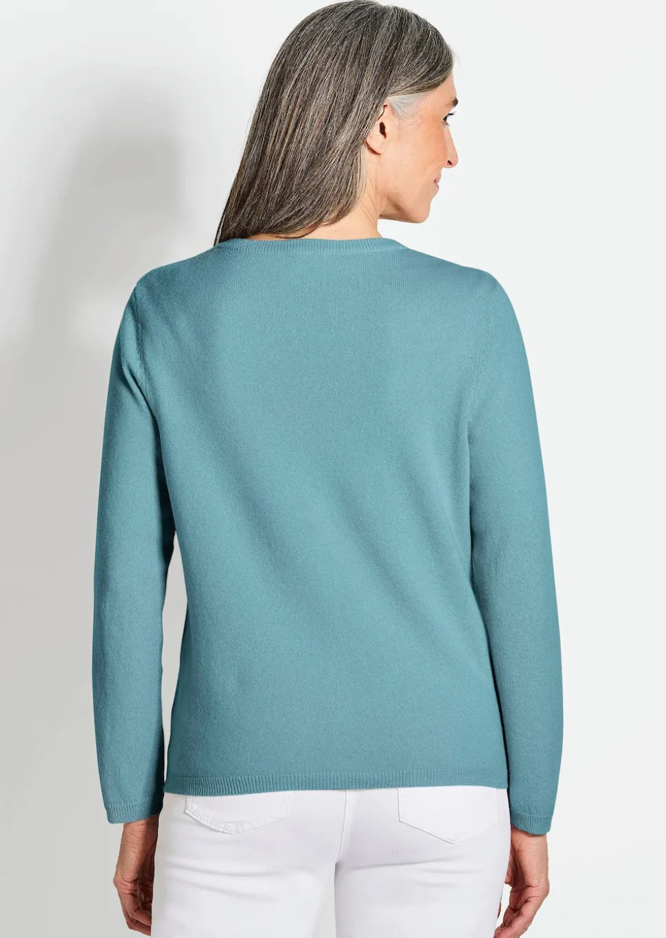 Kaschmirstrickjacke mit Rundhalsausschnitt