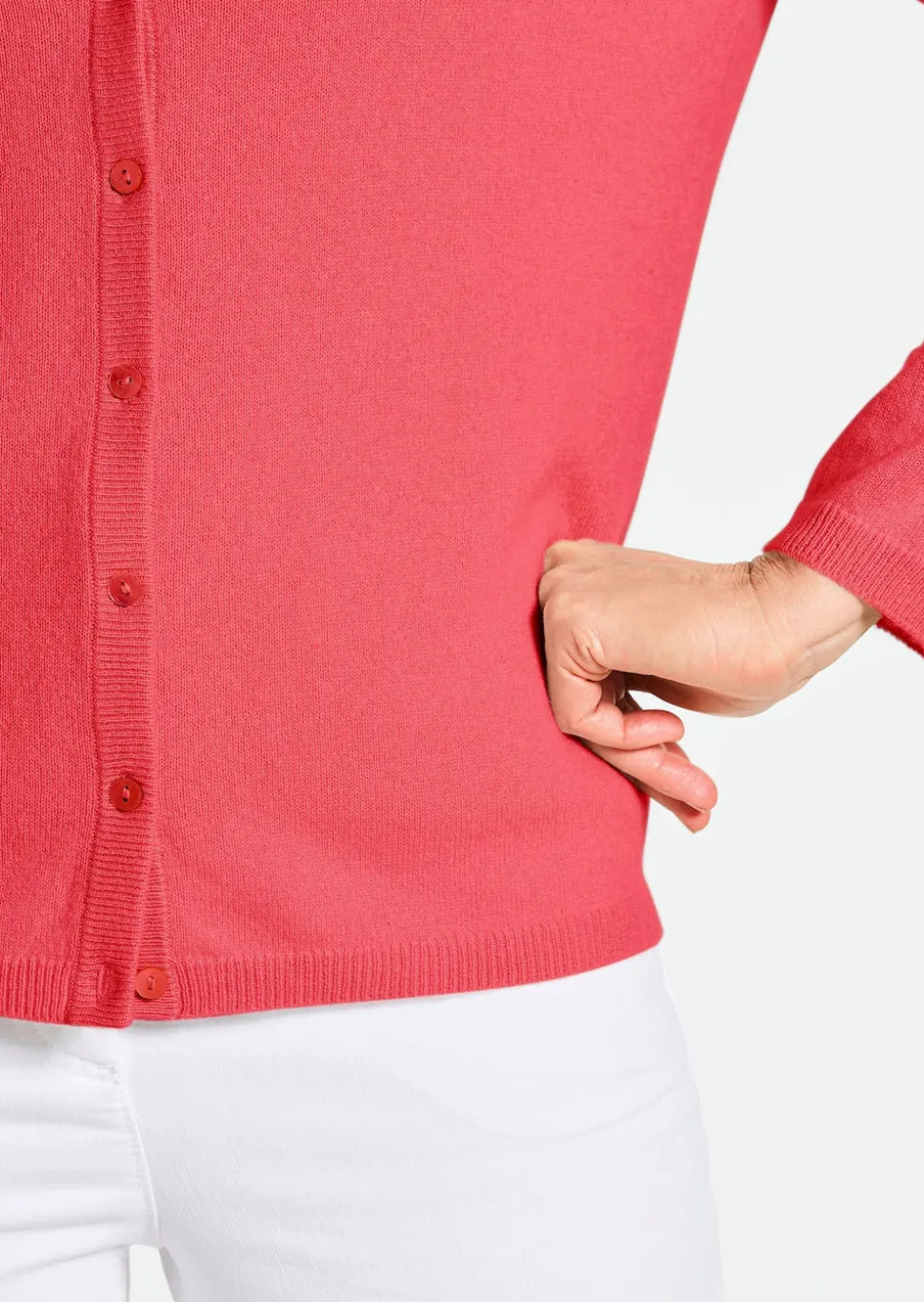 Kaschmirstrickjacke mit Rundhalsausschnitt