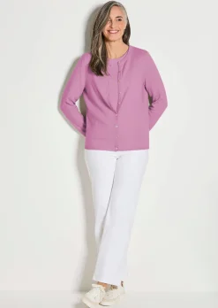 Kaschmirstrickjacke mit Rundhalsausschnitt