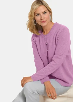 Kaschmirstrickjacke mit Rundhalsausschnitt