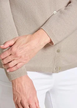Kaschmirstrickjacke mit Rundhalsausschnitt