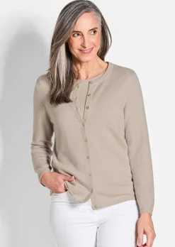 Kaschmirstrickjacke mit Rundhalsausschnitt
