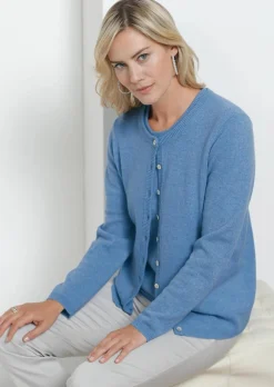 Kaschmirstrickjacke mit Rundhalsausschnitt