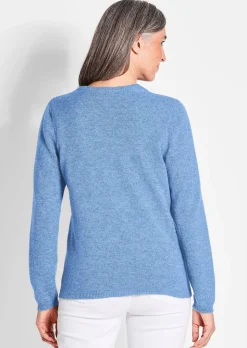 Kaschmirstrickjacke mit Rundhalsausschnitt