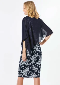 Kleid aus eleganter Spitze mit Chiffonüberwurf