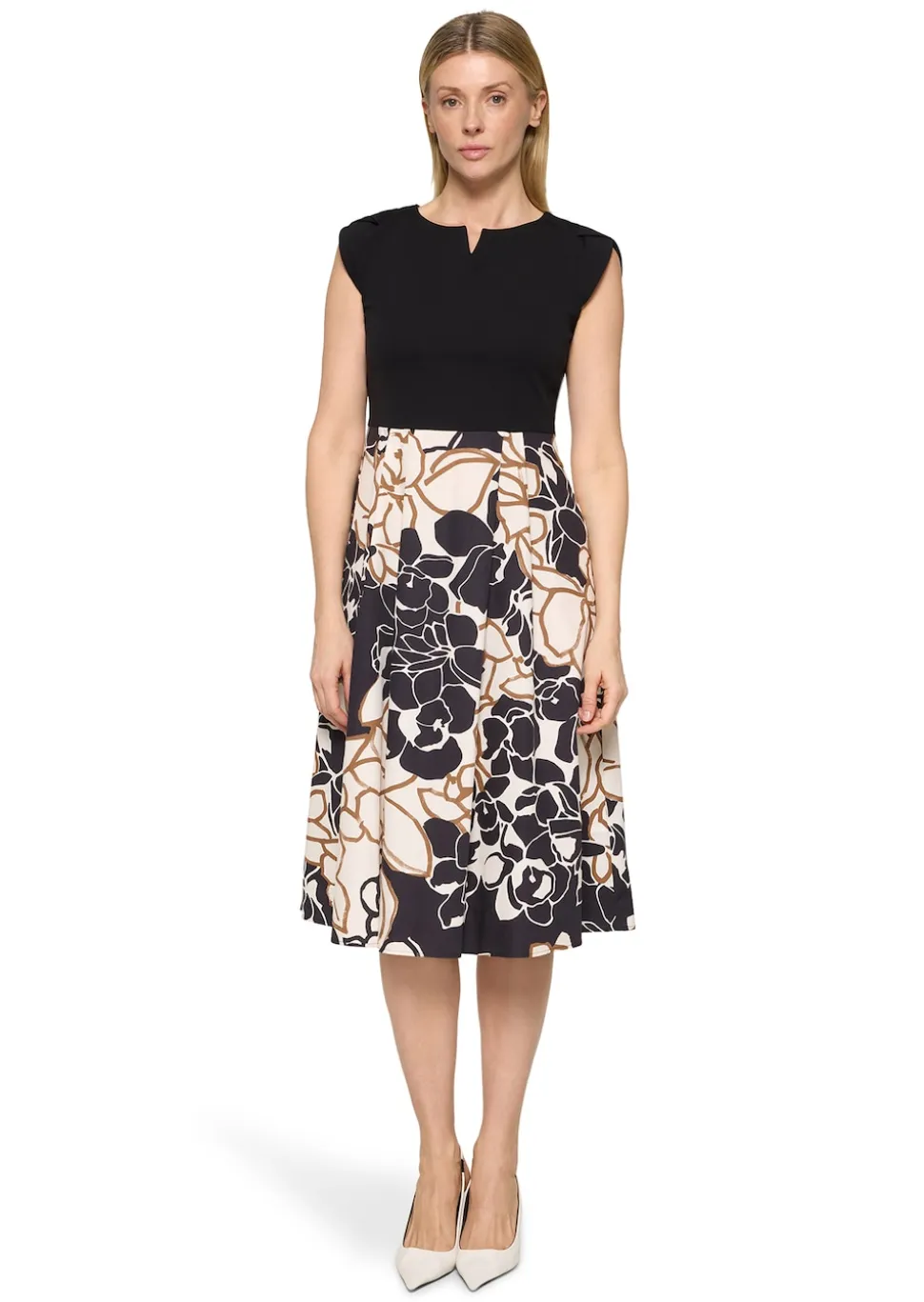 Kleid aus Jersey-Oberteil und Webrock