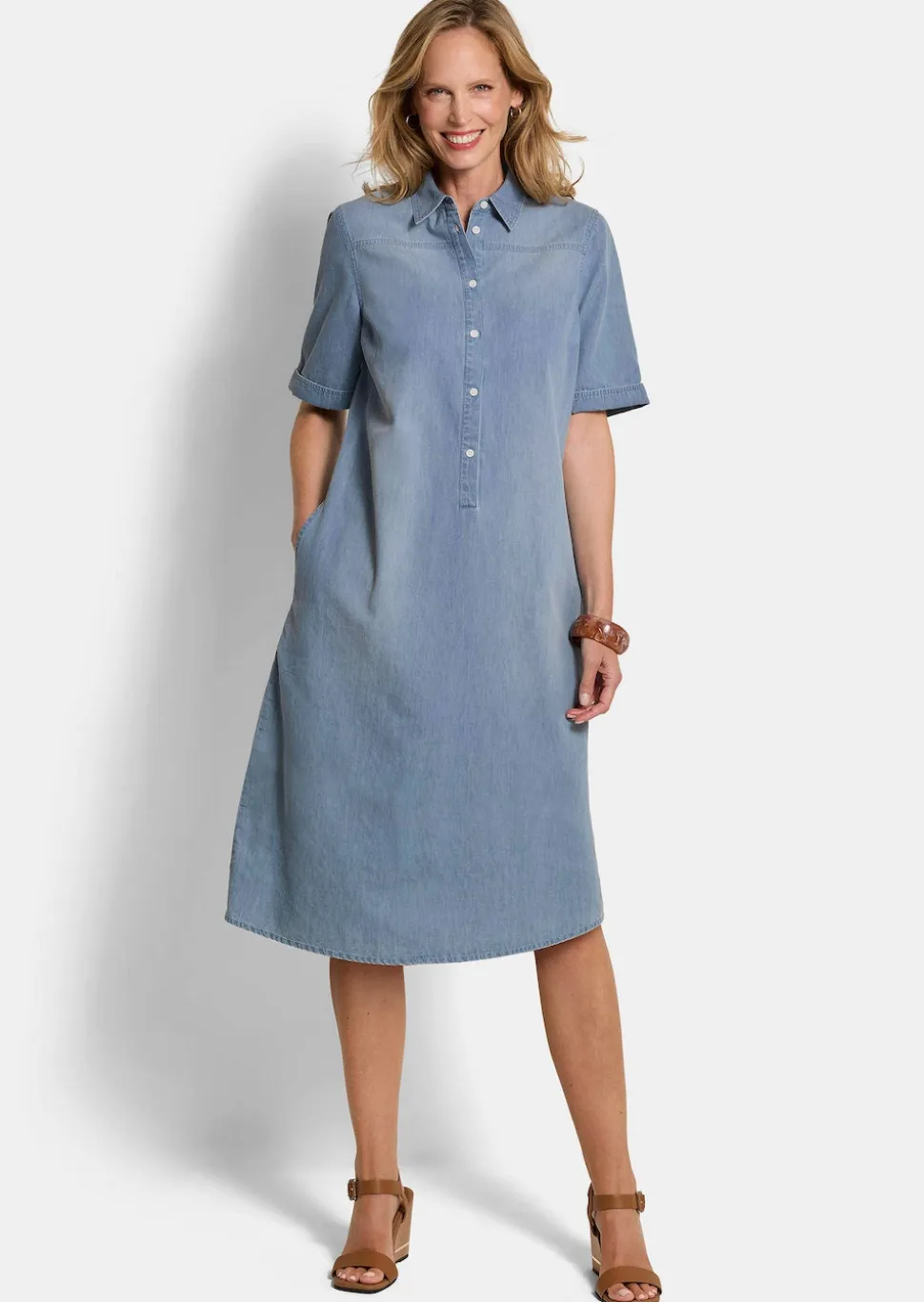 Kleid in Jeans-Optik aus reiner Baumwolle