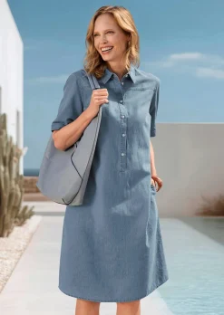 Kleid in Jeans-Optik aus reiner Baumwolle