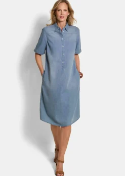 Kleid in Jeans-Optik aus reiner Baumwolle