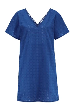 Kleid mit Lochstickerei aus reiner Baumwolle