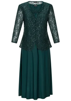 Kleid mit paillettenbesetzter Spitzenjacke