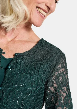 Kleid mit paillettenbesetzter Spitzenjacke