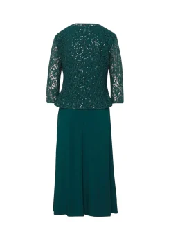 Kleid mit paillettenbesetzter Spitzenjacke