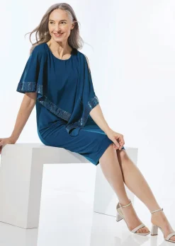 Kleid mit raffiniertem Chiffonüberwurf