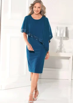 Kleid mit raffiniertem Chiffonüberwurf