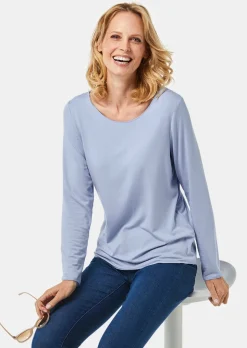 Kombistarkes Langarmshirt mit tonaler Zierkante