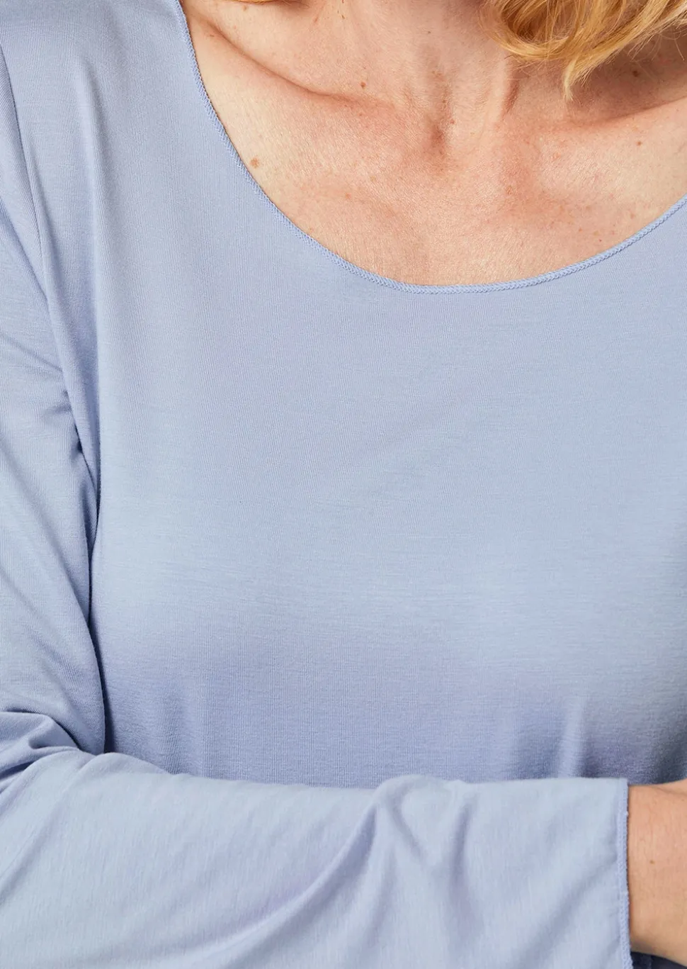 Kombistarkes Langarmshirt mit tonaler Zierkante