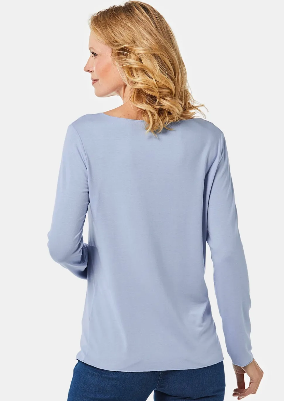 Kombistarkes Langarmshirt mit tonaler Zierkante