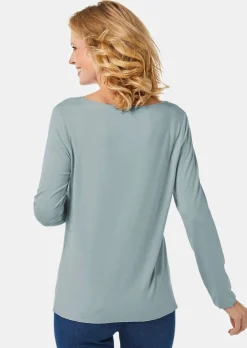 Kombistarkes Langarmshirt mit tonaler Zierkante