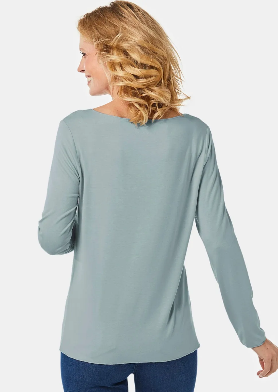Kombistarkes Langarmshirt mit tonaler Zierkante