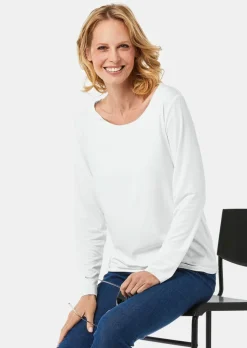Kombistarkes Langarmshirt mit tonaler Zierkante