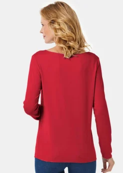 Kombistarkes Langarmshirt mit tonaler Zierkante