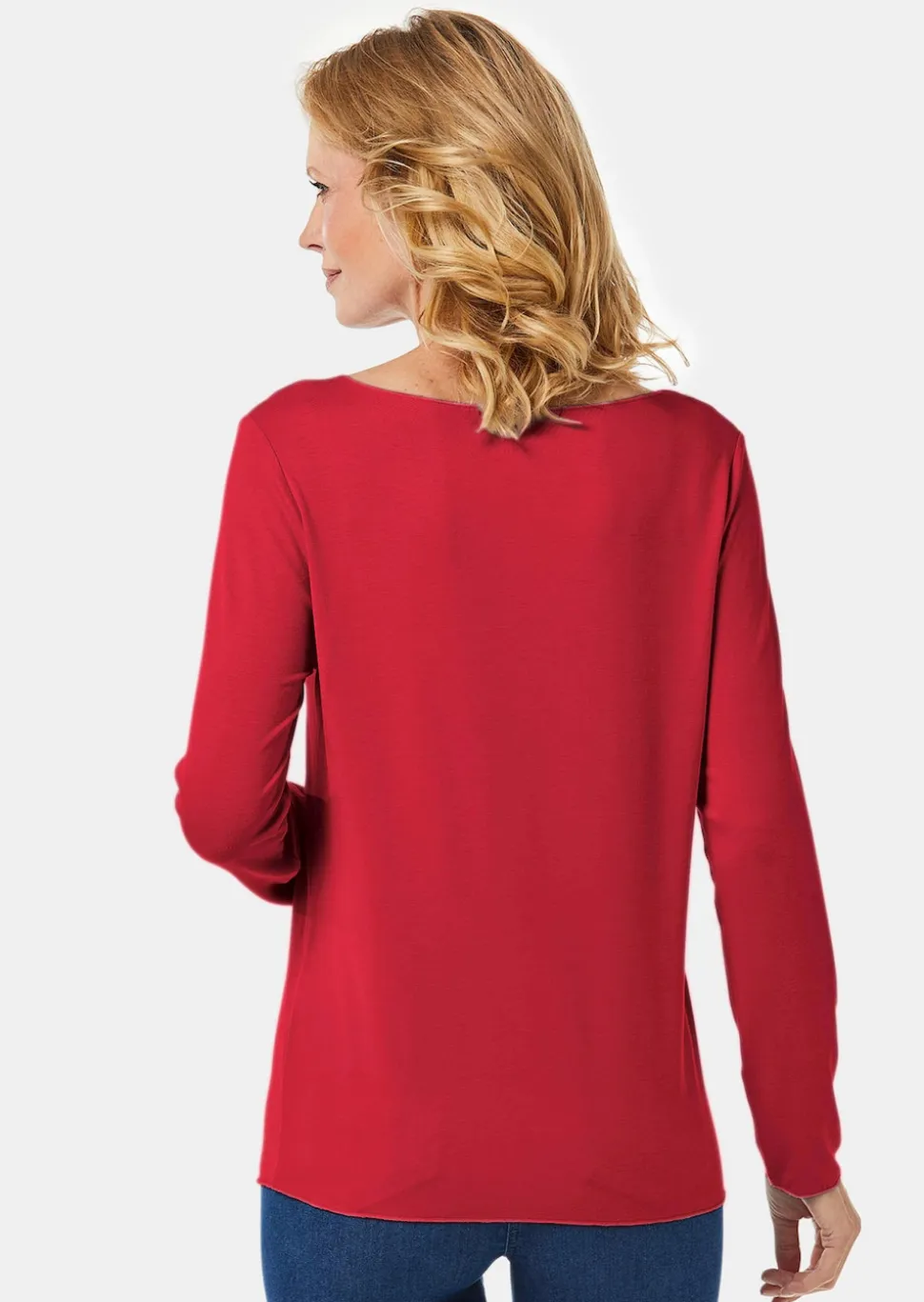 Kombistarkes Langarmshirt mit tonaler Zierkante