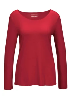 Kombistarkes Langarmshirt mit tonaler Zierkante