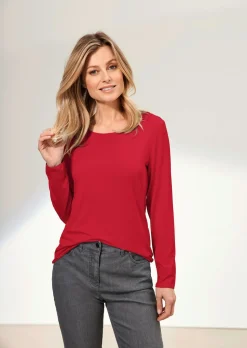 Kombistarkes Langarmshirt mit tonaler Zierkante