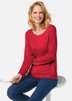 Kombistarkes Langarmshirt mit tonaler Zierkante