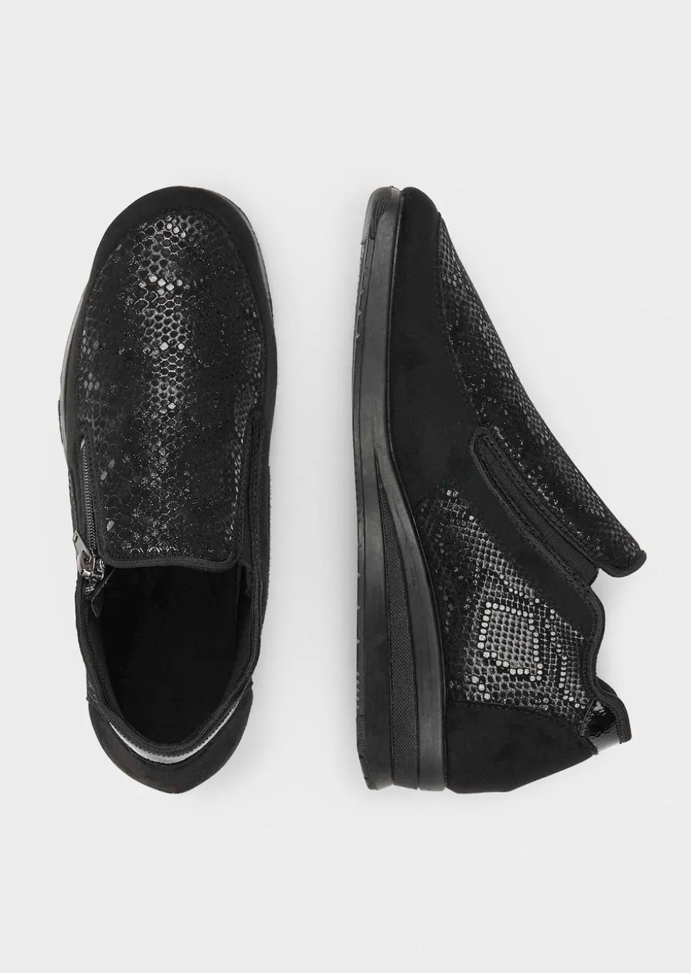 Komfortschuhe mit Reißverschluss im Reptilien-Look