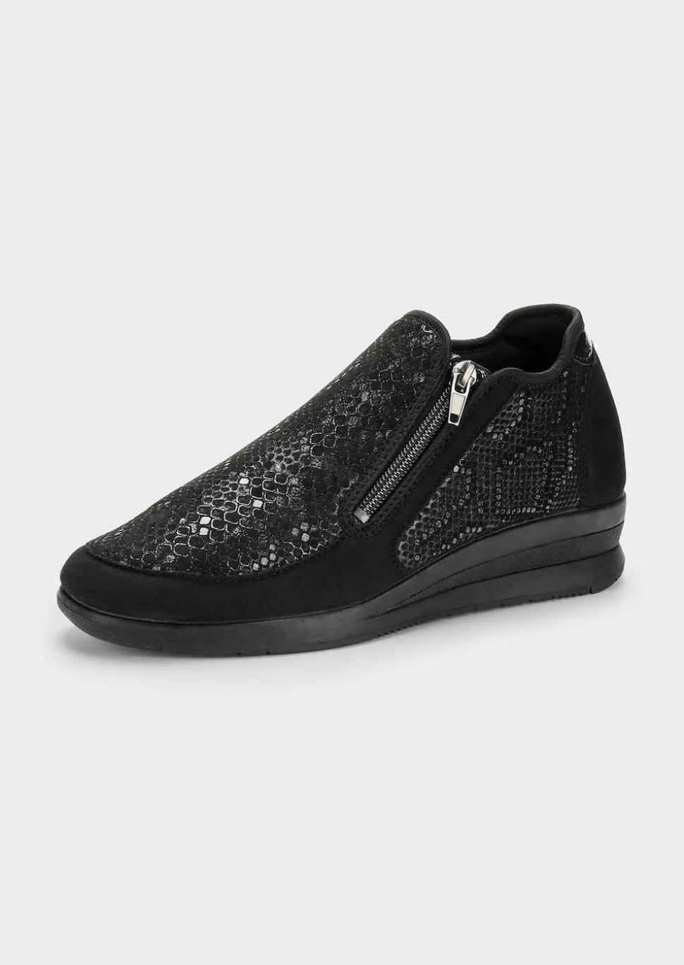 Komfortschuhe mit Reißverschluss im Reptilien-Look