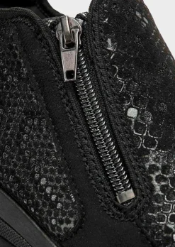 Komfortschuhe mit Reißverschluss im Reptilien-Look