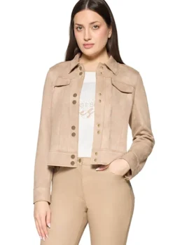 Kurzjacke in Veloursleder-Optik