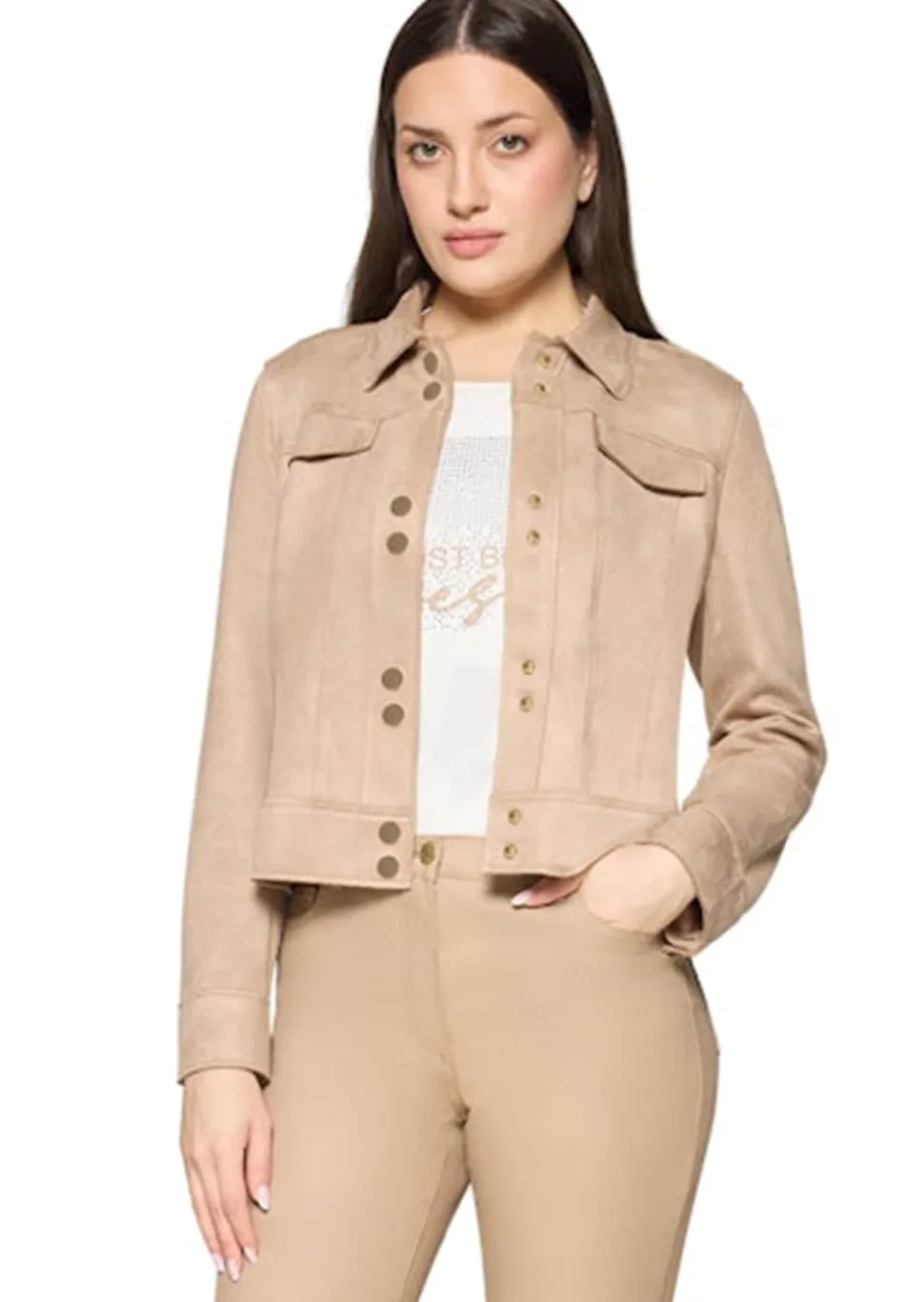 Kurzjacke in Veloursleder-Optik