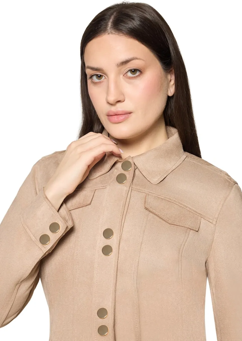 Kurzjacke in Veloursleder-Optik