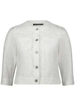 Kurzjacke mit floraler Lochstickerei