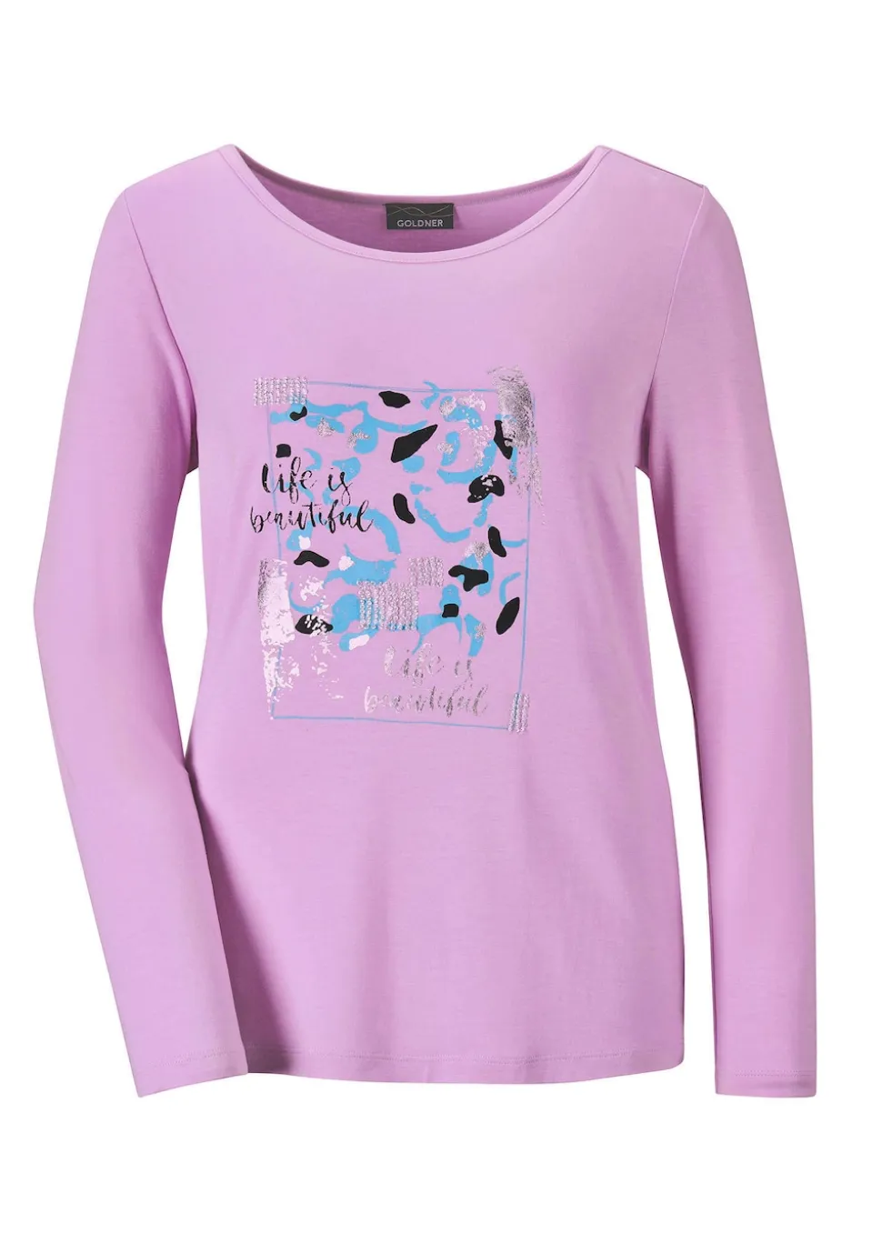 Langarmshirt mit Glitzer-Druck
