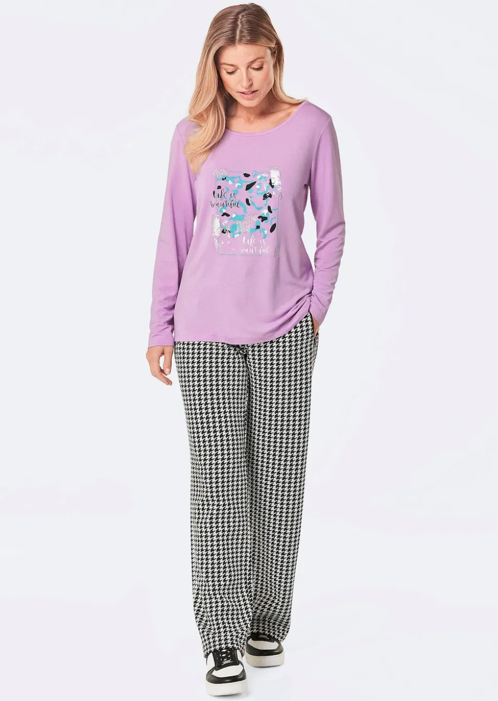 Langarmshirt mit Glitzer-Druck