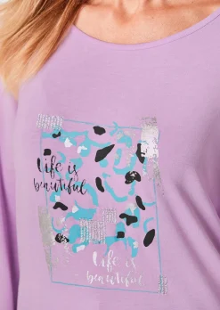 Langarmshirt mit Glitzer-Druck