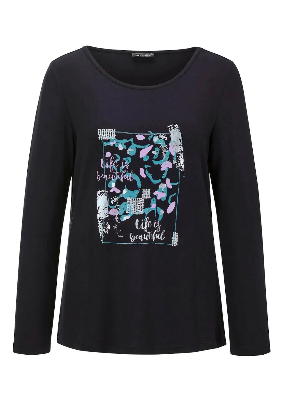 Langarmshirt mit Glitzer-Druck