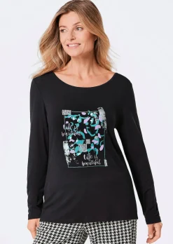 Langarmshirt mit Glitzer-Druck
