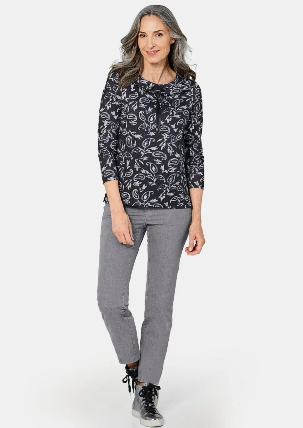 Langarmshirt mit Metallic-Druck